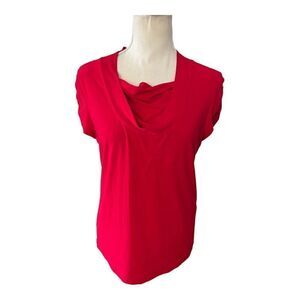 Tahari Red Cowl Neck Blouse